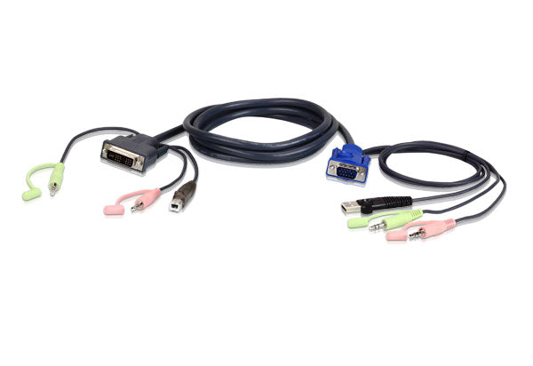 Aten KVM Cable 3m with VGA, USB & Audio to DVI-I (Single Link), USB & Audio Aten KVM Cable 3m with VGA, USB & Audio to DVI-I (Single Link), USB & Audio